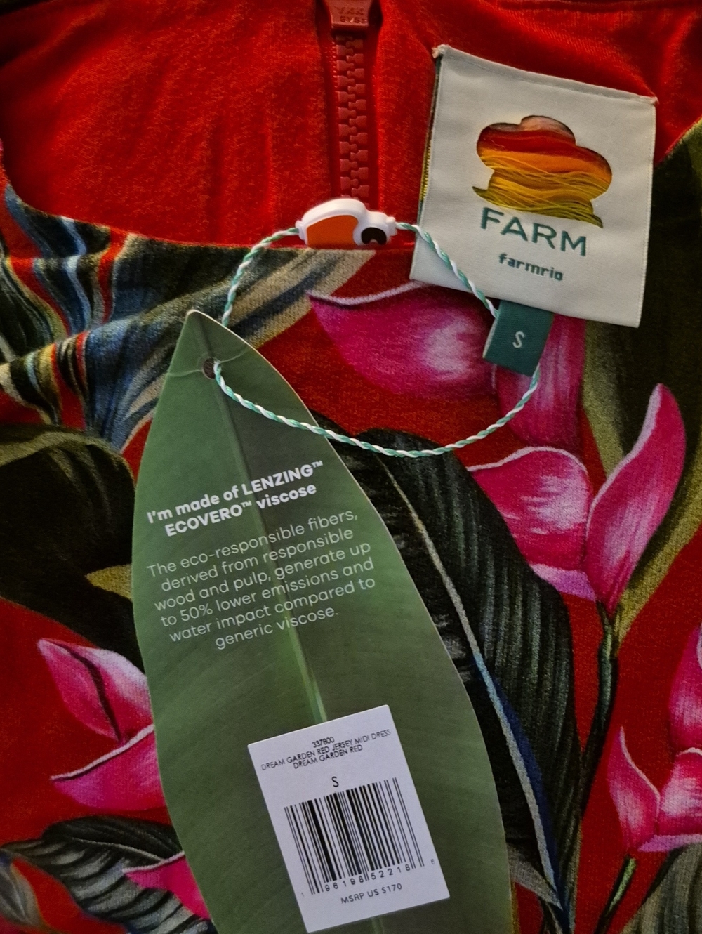 Farm Rio NWT Red Dream Garden Jersey Midi Dress Small - Picture 5 of 7